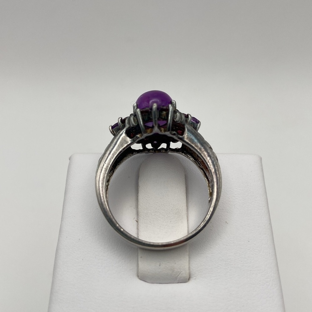 Suarti Sterling Silver Purple Amethyst Cabochon Pink Tourmaline Ring Size 8 - Picture 7 of 15